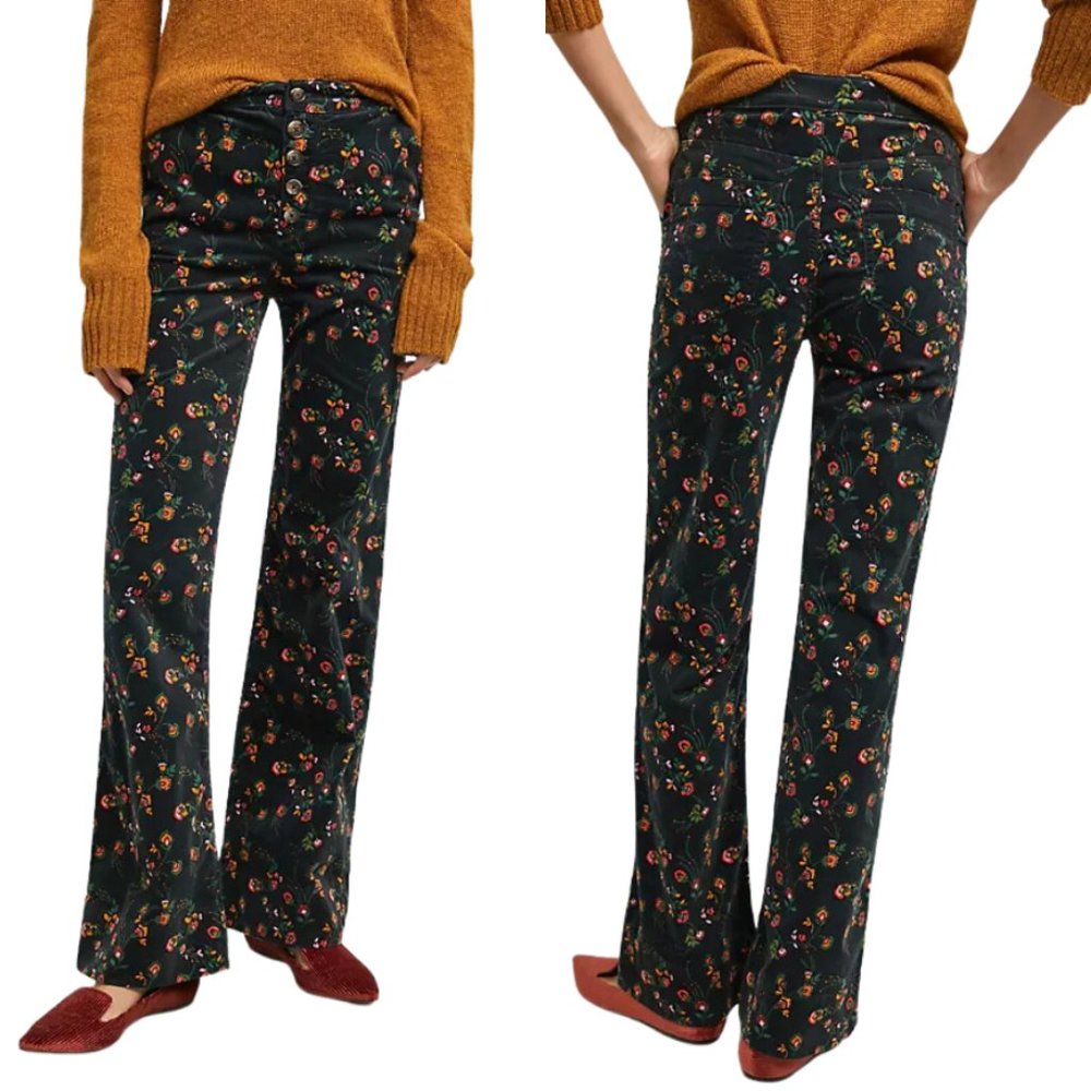Anthropologie Wide Leg High Waist Pants Flowy Floral by Endless Rose SZ SMALL